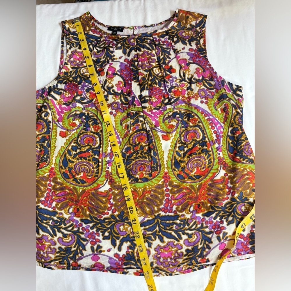 Talbots navy and pink paisley print sleeveless top size 14P - Picture 12 of 12